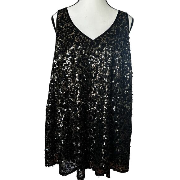 Lane Bryant Tank Top Womens 2x Sequin Sleeveless V Neck Shimmer Layering Top - Picture 1 of 9